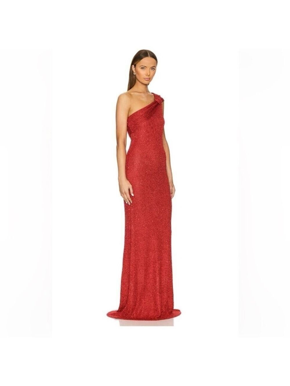Women's Runaway The Label Red Sequin One Shoulder Maxi Dress S